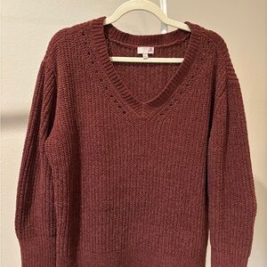 SO Women's V-Neck Sweater - Deep Burgundy
